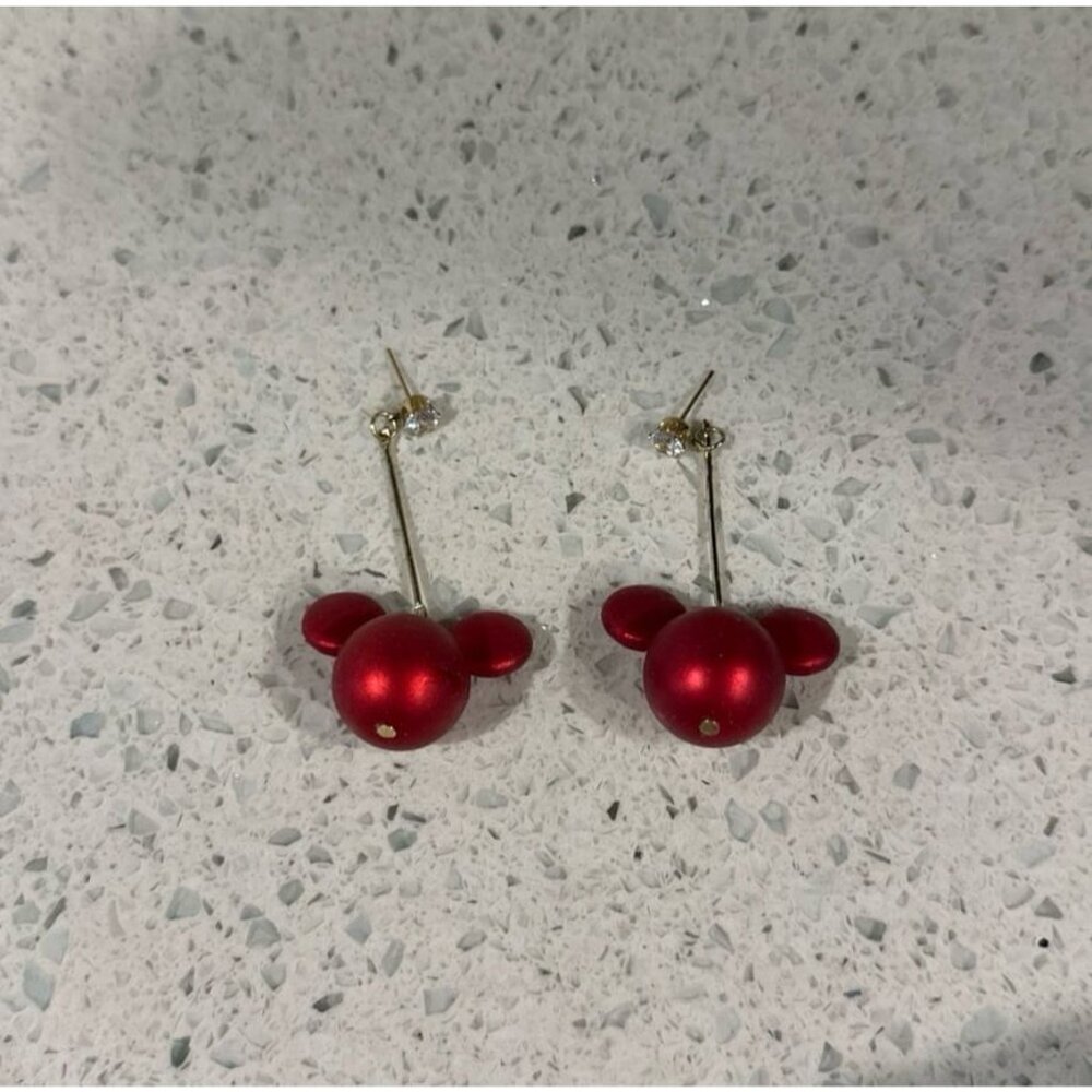 Large Red Mouse Earrings‎